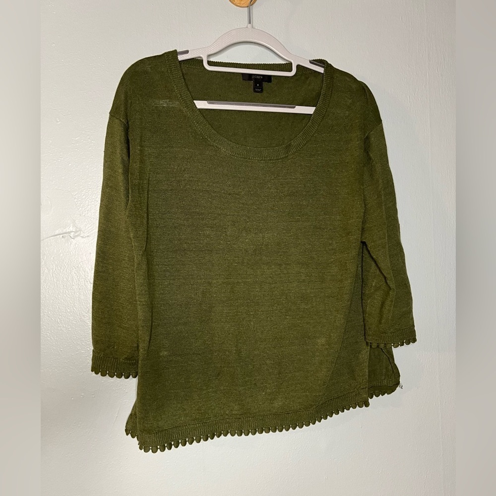 J.Crew‎ scalloped hem linen blouse